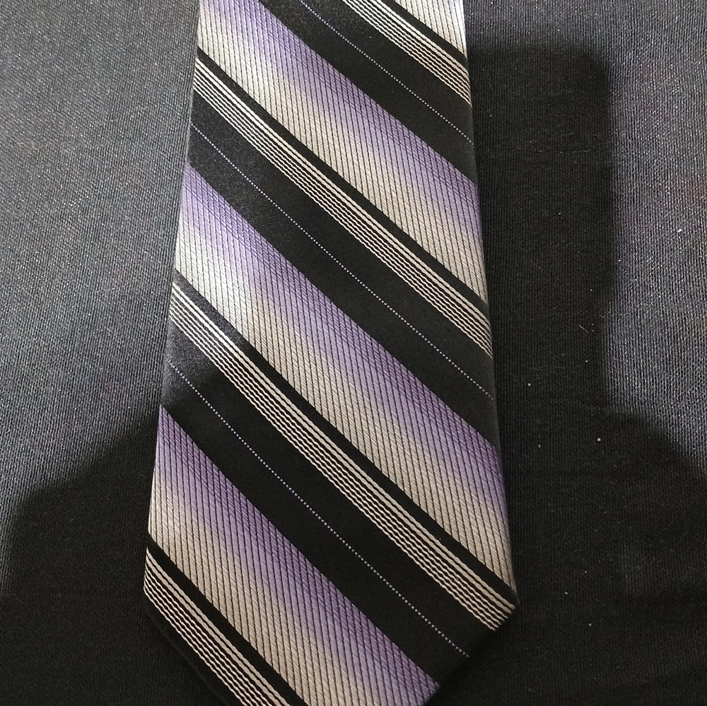 Stafford Black and Purple Striped Tie Elegant Accessory